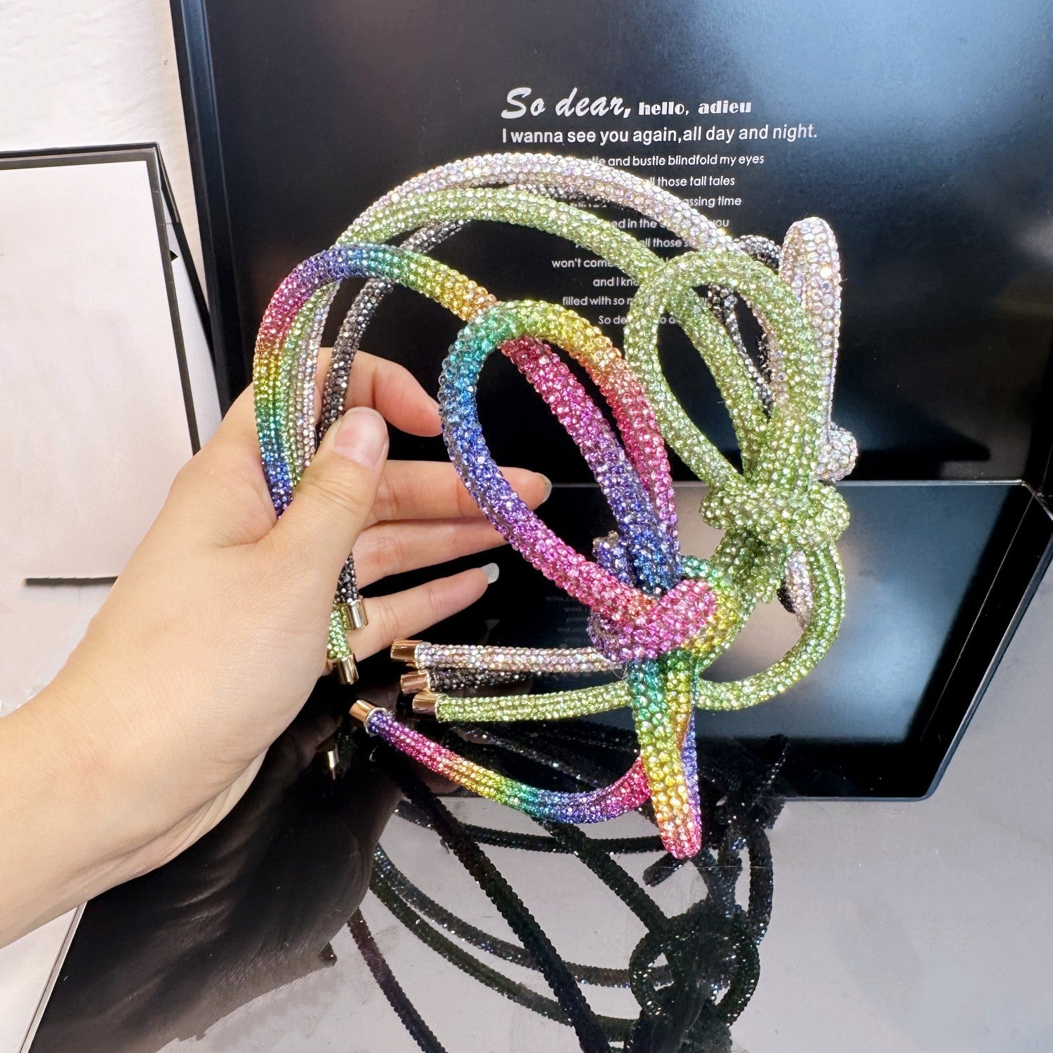 Wholesale Super Flash Rhinestone Versatile Knotted Full Diamond Headband Headwear